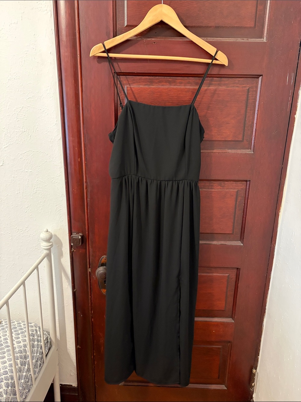silence + noise Black Spaghetti-Strap Maxi Dress